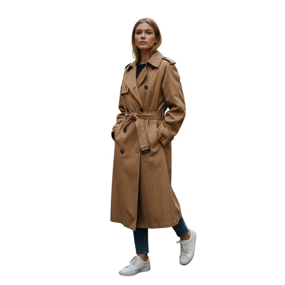 Dries Van Noten Classic Beige Long Trench Coat Double Breasted Belted